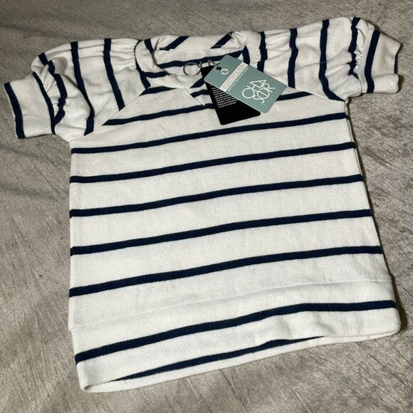 Girls CHASER NWT soft Stripped Short Sleeve top Blouse Blue Ivory Size 6 Preppy - Picture 1 of 7